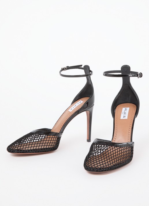 Alaïa Pump van mesh met kalfsleren details - detail 4 zwart