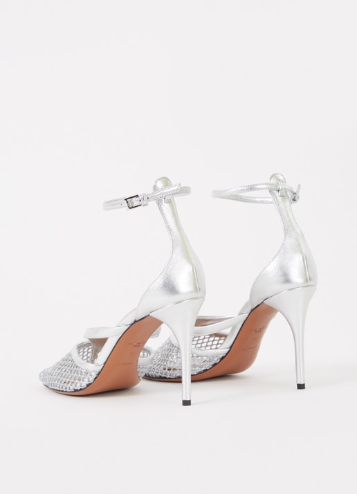 Alaïa Pump van mesh met kalfsleren details - achterkant 7 zilver