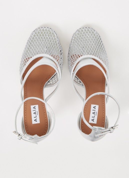 Alaïa Pump van mesh met kalfsleren details - detail 2 zilver