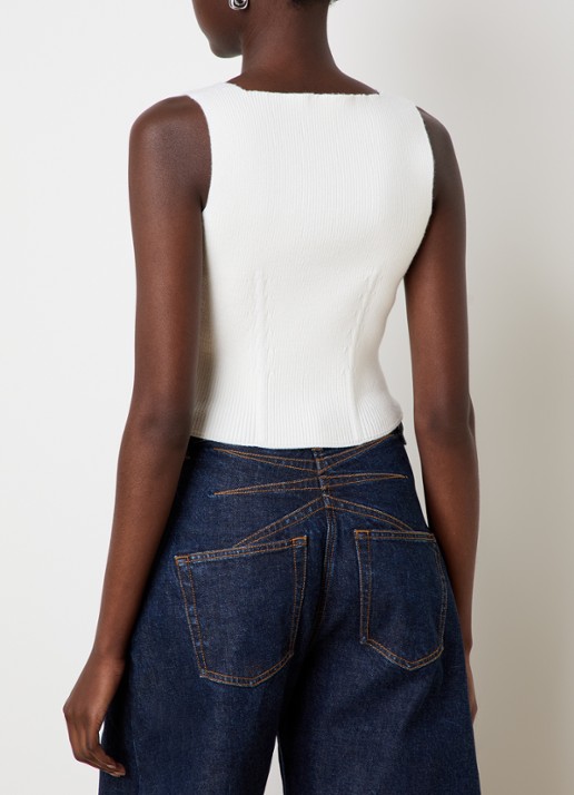 Alaïa Ribgebreide top in wolblend - achterkant wit