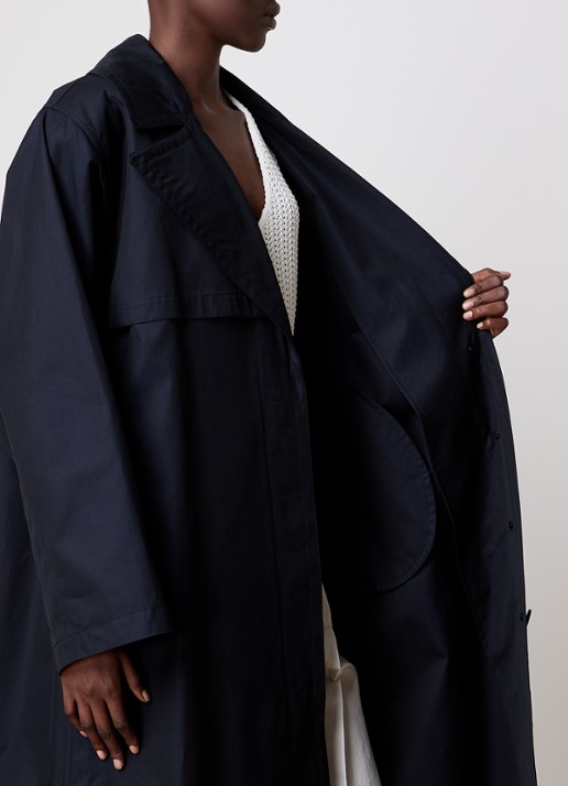 Alaïa Trenchcoat met strikceintuur - detail 3 donkerblauw