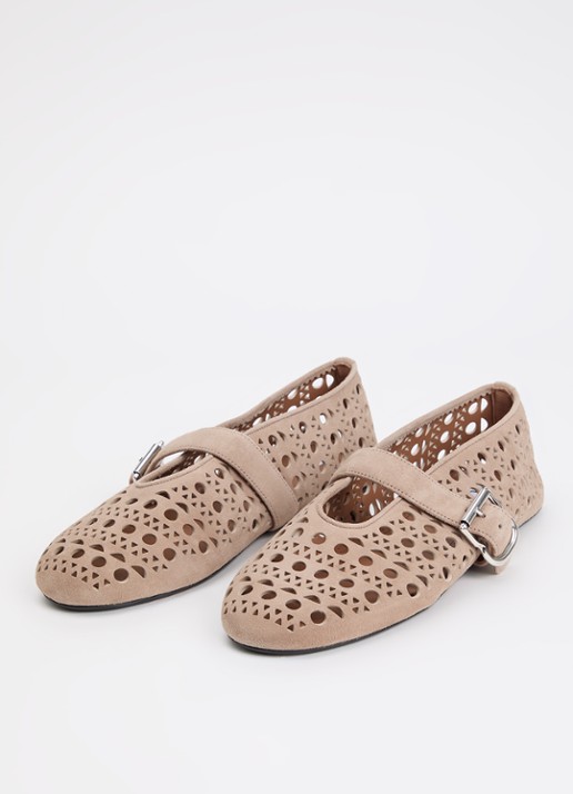 Alaïa Vienne ballerina van geitensuède met cut-out detail - detail 2 taupe