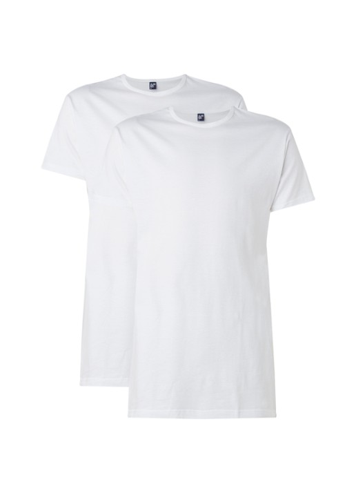 Alan Red Derby Long fit T-shirt met ronde hals in 2-pack - voorkant 3 wit