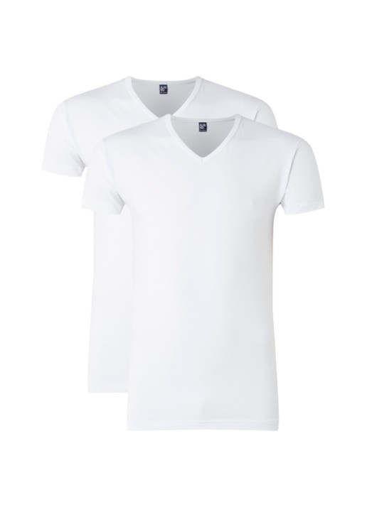 Alan Red Oklahoma body fit T-shirt met V-hals in 2-pack - voorkant 2 wit