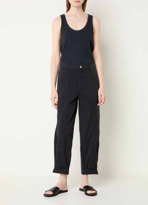 alchemist Abbi high waist tapered fit broek met steekzakken - voorkant 3 zwart