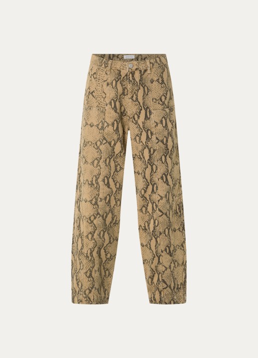 alchemist Abbi high waist tapered jeans met slangenprint - voorkant 3 camel