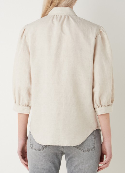 alchemist Dany blouse in linnenblend met borstzakken - achterkant 4 beige