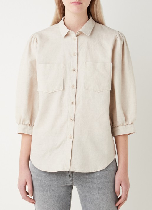 alchemist Dany blouse in linnenblend met borstzakken - detail beige