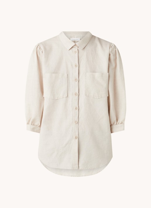 alchemist Dany blouse in linnenblend met borstzakken - voorkant 2 beige