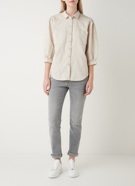alchemist Dany blouse in linnenblend met borstzakken - voorkant 3 beige