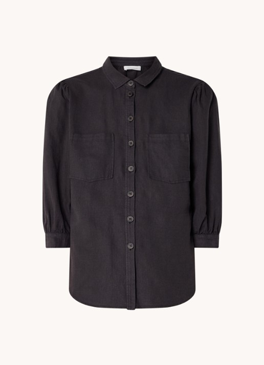 alchemist Dany blouse in linnenblend met borstzakken - voorkant 3 antraciet