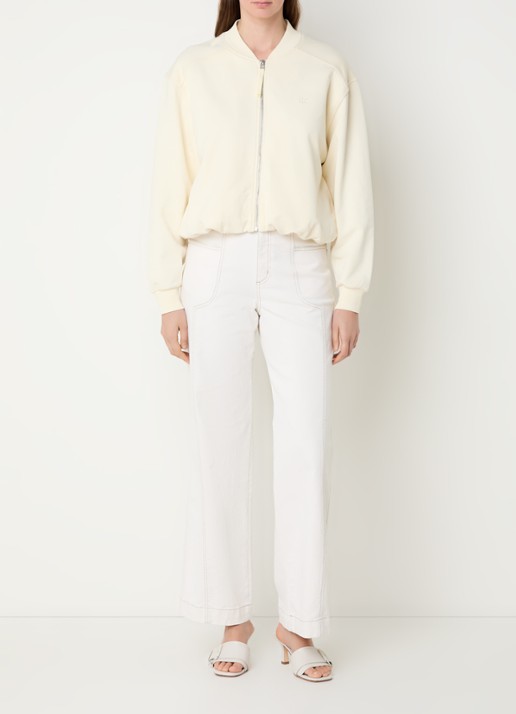 alchemist Daria sweatvest met steekzakken en logoborduring - voorkant 2 beige