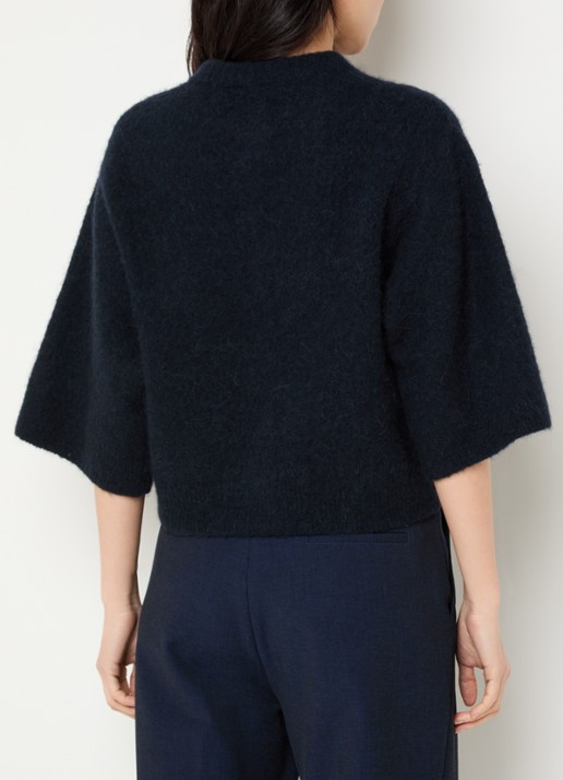 alchemist Fijngebreid vest in alpaca wolblend - achterkant blauw