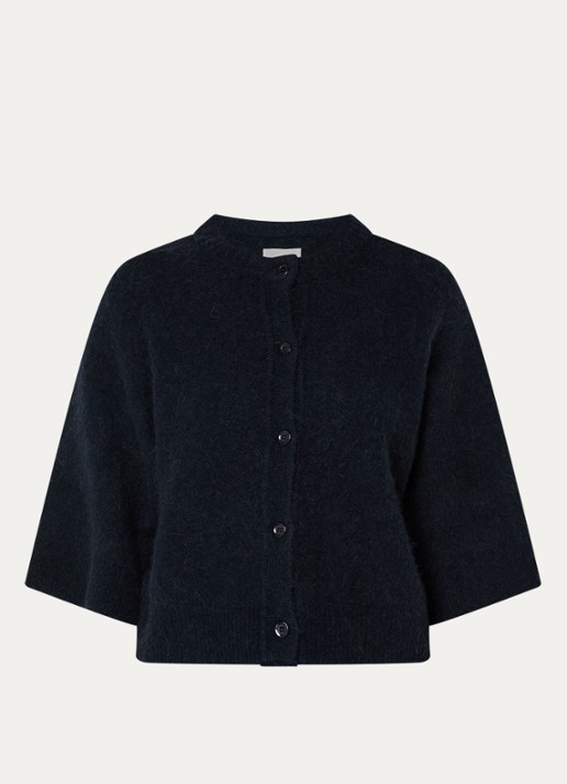 alchemist Fijngebreid vest in alpaca wolblend - voorkant 3 blauw