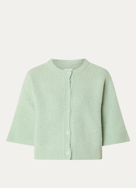 alchemist Fijngebreid vest in alpaca wolblend - voorkant lichtgroen