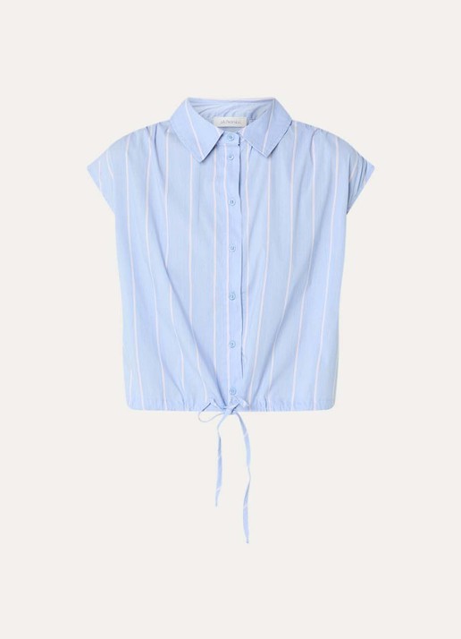 alchemist Flora blouse met streepprint - voorkant 2 lichtblauw