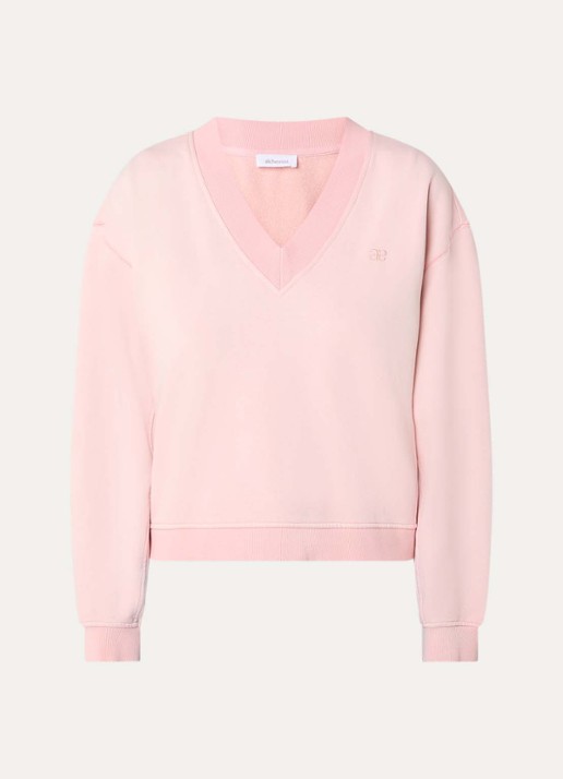 alchemist Gaia sweater met V-hals en logoborduring - voorkant lichtroze
