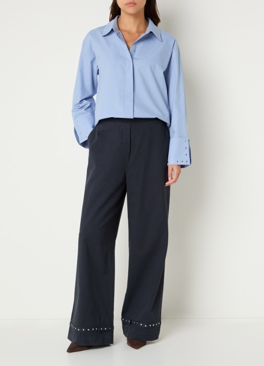 alchemist Isabel blouse met studs - voorkant 3 blauwgrijs