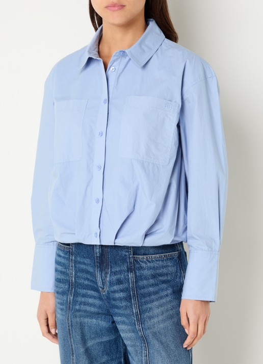 alchemist Jagger blouse met borstzakken en plooidetail - detail lichtblauw