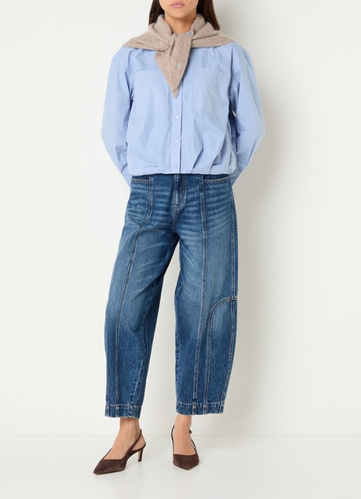 alchemist Jagger blouse met borstzakken en plooidetail - voorkant 4 lichtblauw