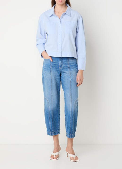 alchemist Loes blouse met borstzakken - voorkant 2 lichtblauw