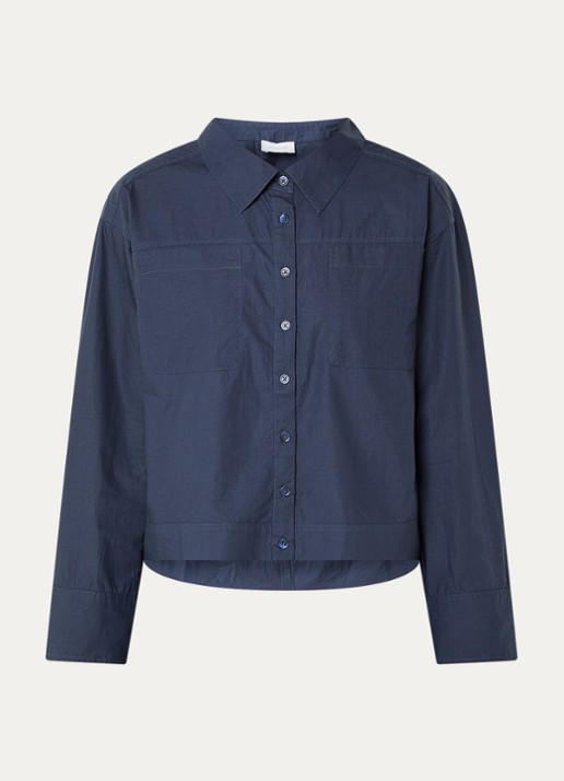 alchemist Loes blouse met borstzakken - voorkant 2 donkerblauw