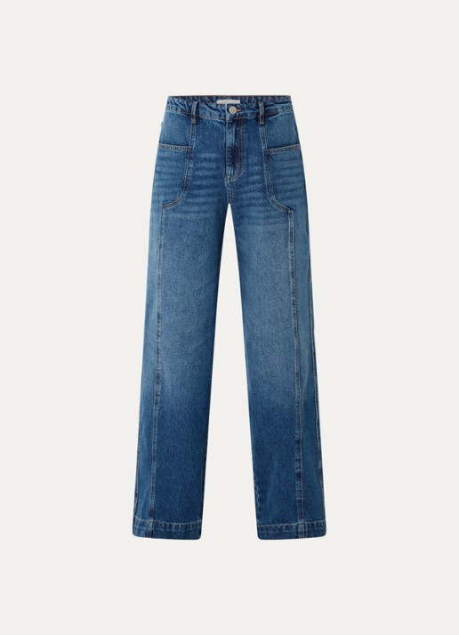 alchemist Lori high waist wide fit jeans met medium wassing - voorkant mid-blue-vintage-q56
