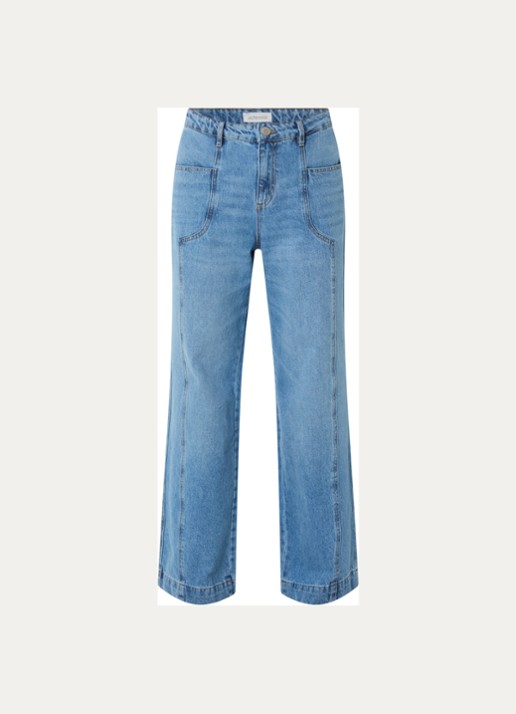 alchemist Lori mid waist wide fit jeans met medium wassing - voorkant 2 indigo
