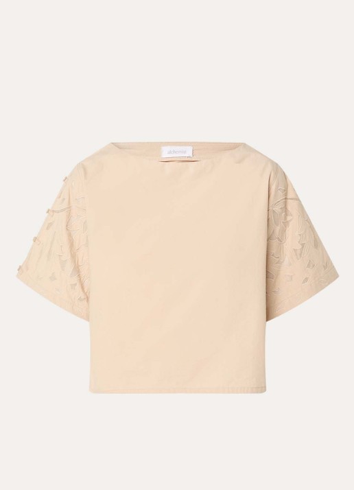 alchemist Lotus tuniek met broderie - voorkant beige