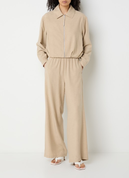 alchemist Luki cropped jack in linnenblend met steekzakken - voorkant 2 beige