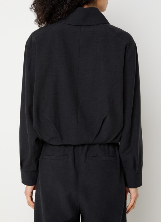 alchemist Luki cropped jack in linnenblend met steekzakken - achterkant 4 zwart