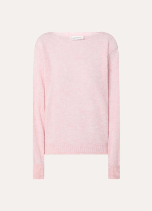 alchemist Lupin fijngebreide pullover in scheerwolblend met streepprint - voorkant roze