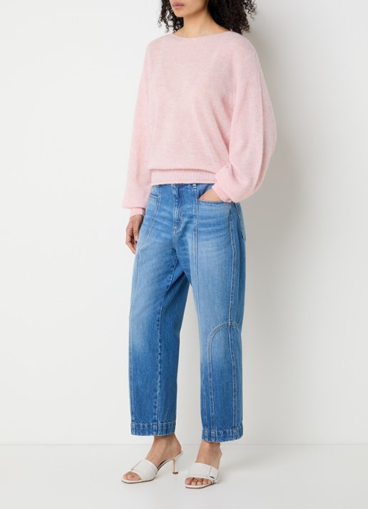 alchemist Lupin fijngebreide pullover in scheerwolblend met streepprint - voorkant 2 roze