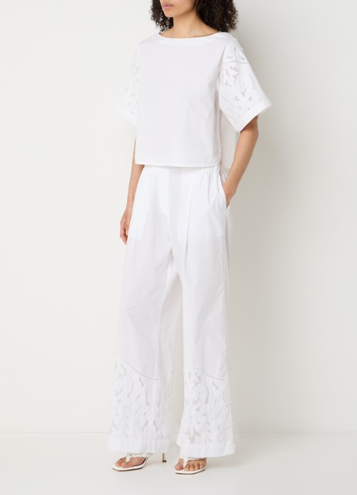 alchemist Moonflower high waist loose fit pantalon met broderie - voorkant 4 wit