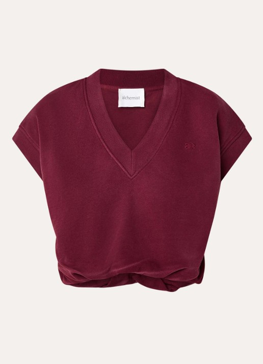 alchemist Ola sweater met V-hals en logoborduring - voorkant bordeauxrood