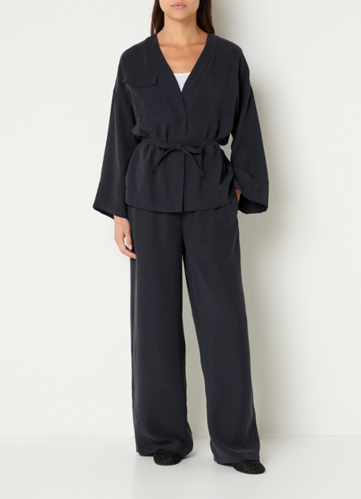 alchemist Sammy high waist wide fit broek met steekzakken - voorkant 3 zwart