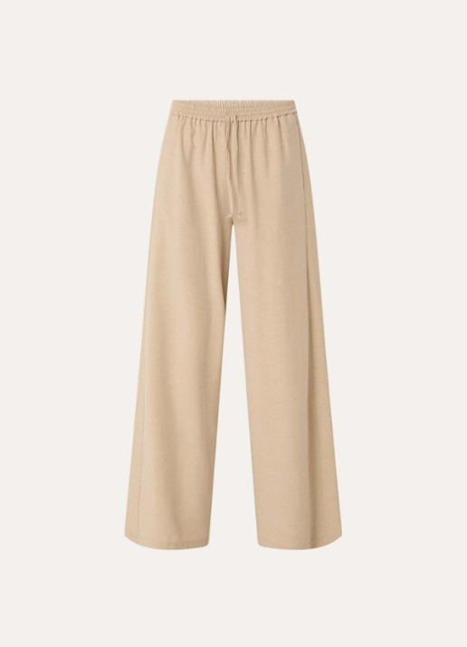 alchemist Sammy mid waist loose fit pantalon in linnenblend met steekzakken - voorkant 3 beige