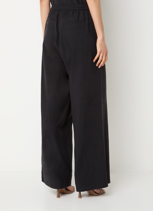 alchemist Sammy mid waist loose fit pantalon in linnenblend met steekzakken - achterkant zwart