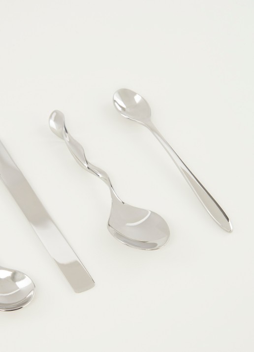 Alessi Koffielepel set van 8 - detail zilver