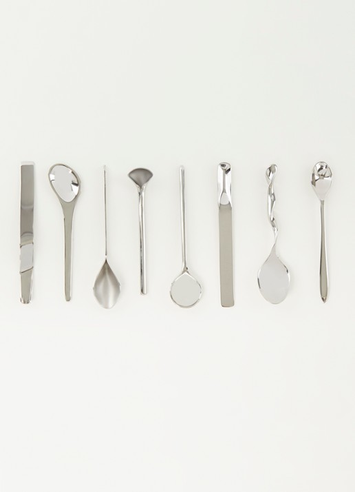Alessi Koffielepel set van 8 - voorkant 3 zilver