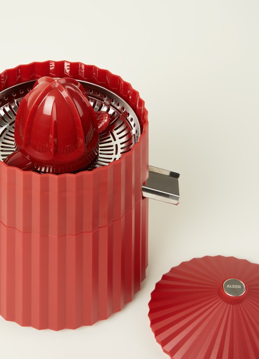 Alessi Plissé elektrische citruspers MDL07R - detail steenrood