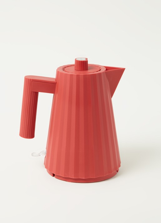 Alessi Plissé waterkoker 1 liter - voorkant 2 steenrood