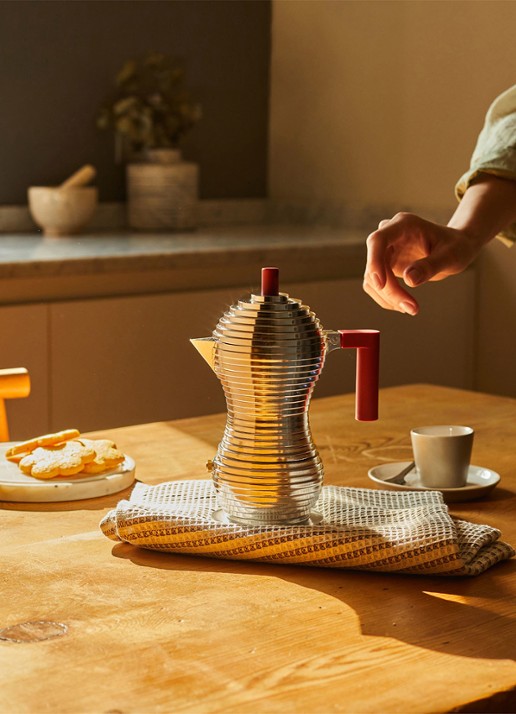 Alessi Pulcina Percolator 3-kops - achterkant 3 rood