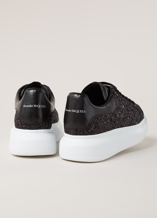 Alexander McQueen Oversized sneaker van kalfsleer met glitter  - detail 3 zwart