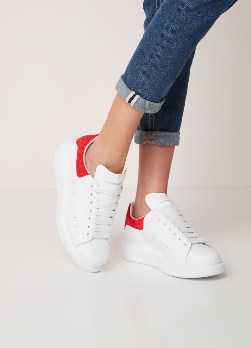 Alexander McQueen Oversized sneaker van kalfsleer - voorkant 5 wit