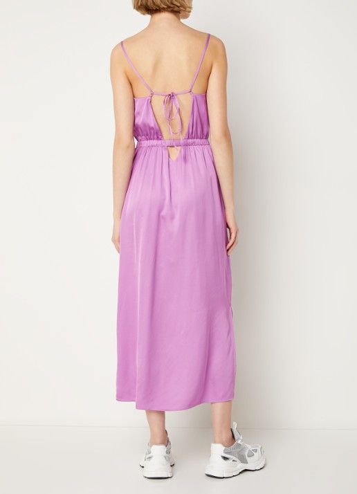Aligne Francesca maxi jurk met rugdecolleté en stretch - achterkant lila