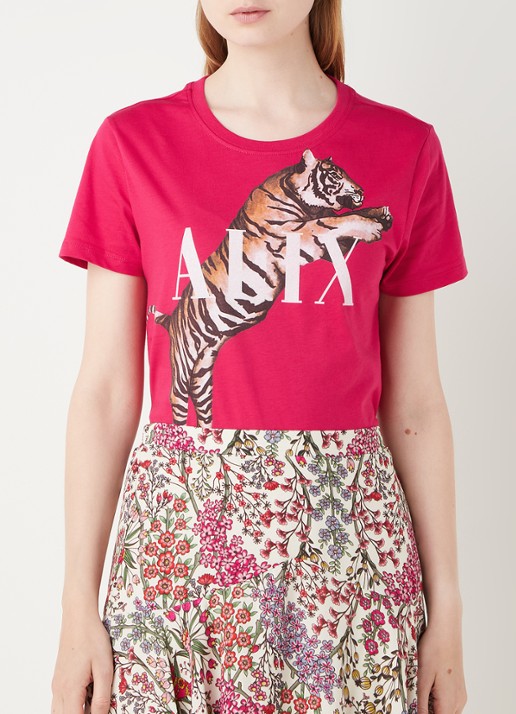 Alix The Label T-shirt met logoprint - detail 4 donkerroze