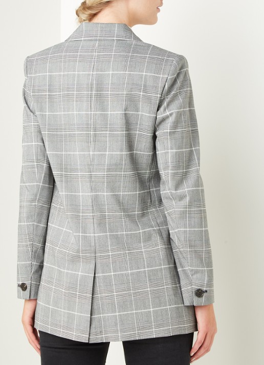 ALLSAINTS Astrid double-breasted blazer met ruitdessin - achterkant 3 grijs