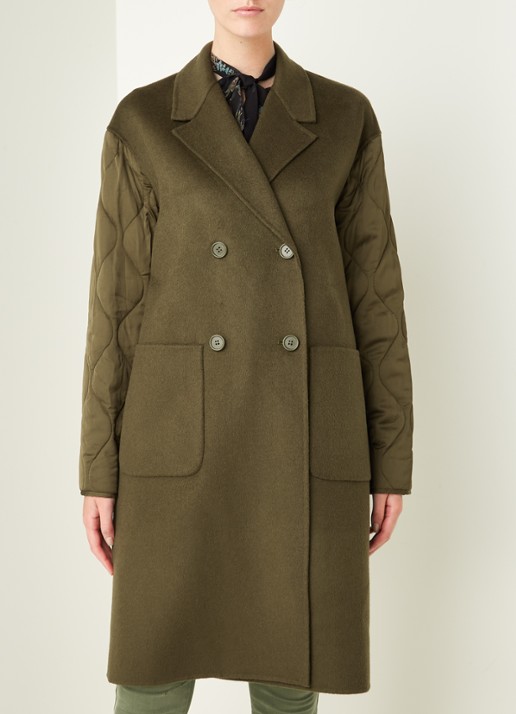 ALLSAINTS Florence mantel in wolblend - detail bronsgroen