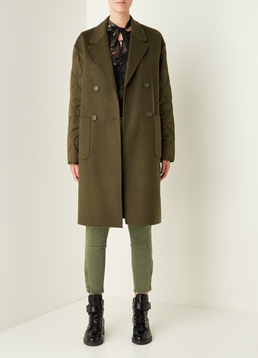 ALLSAINTS Florence mantel in wolblend - voorkant 4 bronsgroen
